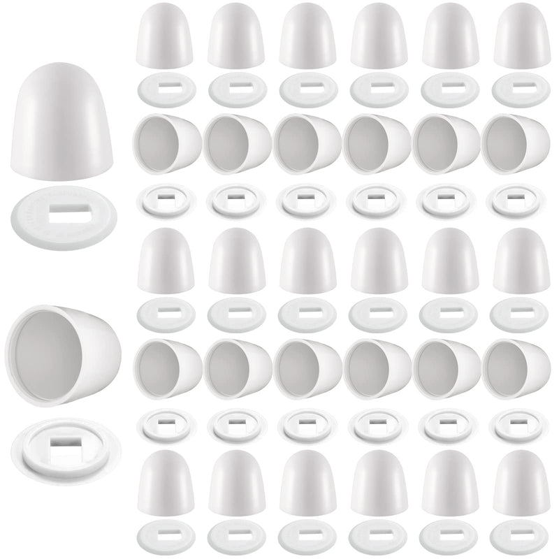 Blulu 32 Pieces Universal Toilet Bolt Caps Plastic Round Push On Toilet Bowl Caps Covers Toilet Seat Floor Caps with Extra Washers for Toilet Bowl Screws, 1.45 Inch Height
