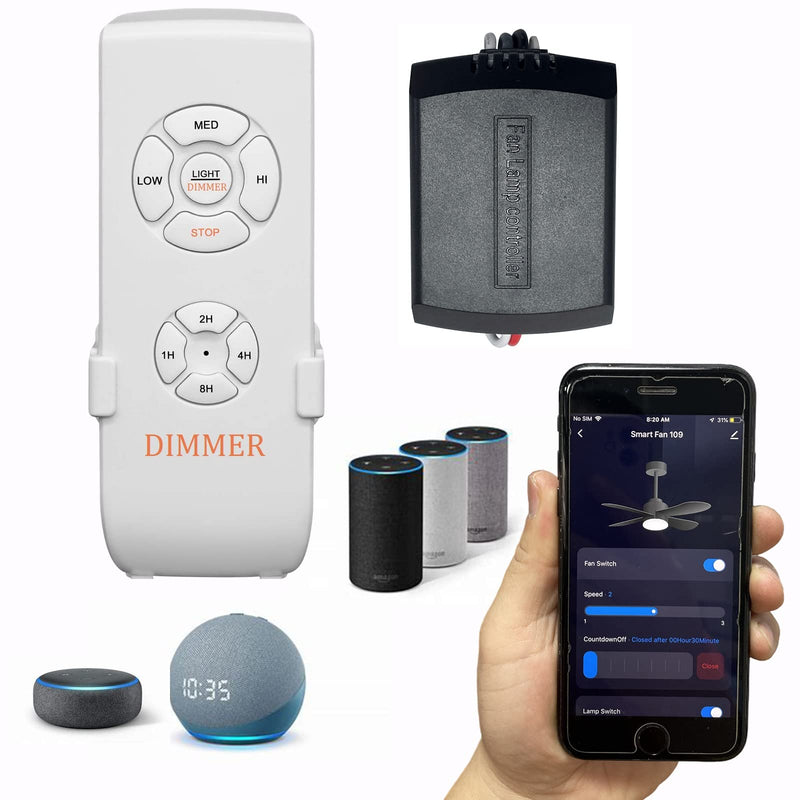 Universal Smart WiFi Ceiling Fan Remote Control Kit, Compatible with Alexa, Google Assistant and Smart Life App, No Hub Required DIMMER Small Size Kit WIFI(Dimmer)
