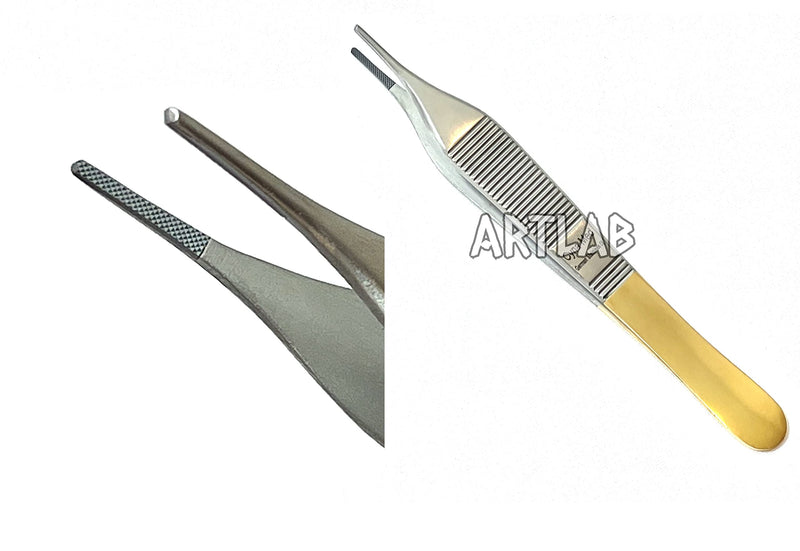 Premium German Stainless Tungsten Carbide TIP ADSON Forceps Tissue 1X2 Teeth ADSON Brown Forceps ADSON Dressing Forceps 4.75" Veterinary Instruments (ADSON DRESSING FORCEP) ADSON DRESSING FORCEP