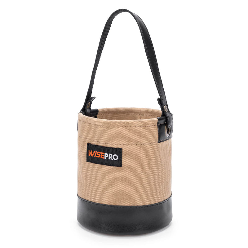 Canvas Mini Tool Bucket, 6 Inch Mini Tool Bag with Leather Reinforced,Organizers Bucket for Jobsite Carrying Nails,Bolts and Heavy Small Supplies Yellow