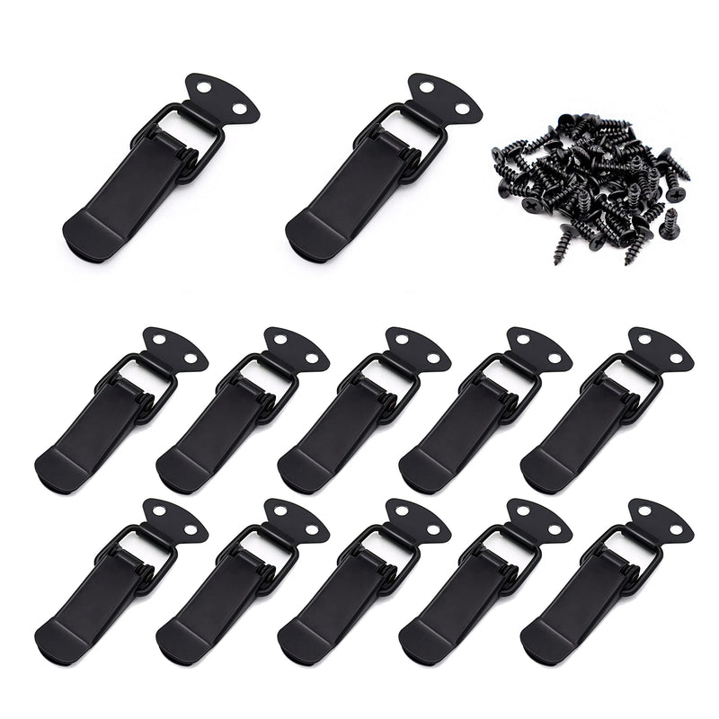 Lesnala 12 Set of Black Toggle Latch Stainless Steel Spring Toggle Lock Clasp Buckle Latch for Wooden Case Toolboxes Cabinet Chest, Latch Catches Hasps Clamps 75mm Overall Length with Mounting Screws