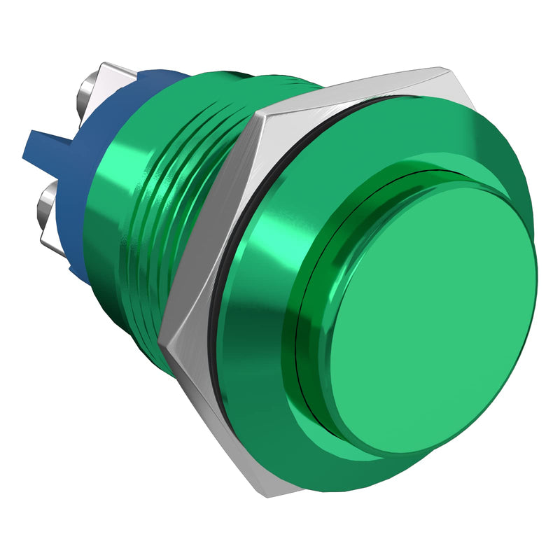 STARELO 19MM 3/4" Momentary Push Button Switch High Round 250V AC 5A 12V 36V DC 2A 1NO SPST Waterproof Aluminum Shell(Green). Green
