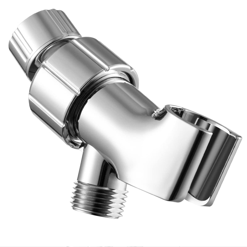OFFO Shower Head Holder for Handheld Shower Head, Adjustable Shower Arm Mount for Connecting Shower Arm and Shower Hose, 1/2 Inch IPS Female Inlet and Male Outlet, Chrome Finish Acrylonitrile Butadiene Styrene (ABS)