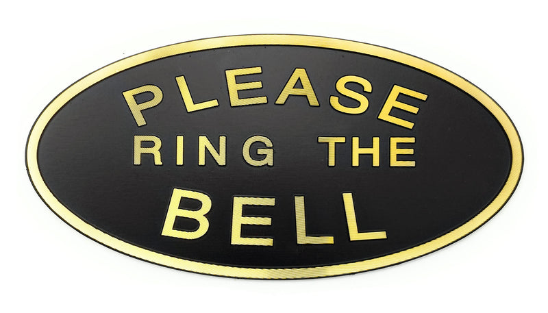 Please Ring the Bell Aluminium Doorbell Sign Self-adhesive Black and Golden 5.5x2.7 inch Black&Golden Aluminium with tape