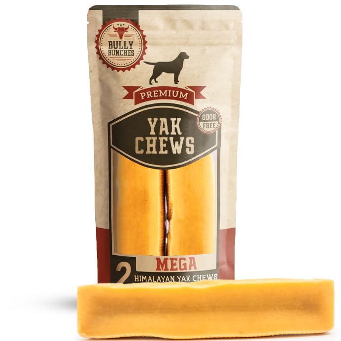 Bully Bunches Mega Authentic Yak Cheese Himalayan Chews for Giant Dogs & Super Aggressive Chewers - All Natural Dog Treat Dental Chews, Made with Real Yak Milk - Lactose & Rawhide Free (2 PK) Mega, 2 Pack - PawsPlanet Australia