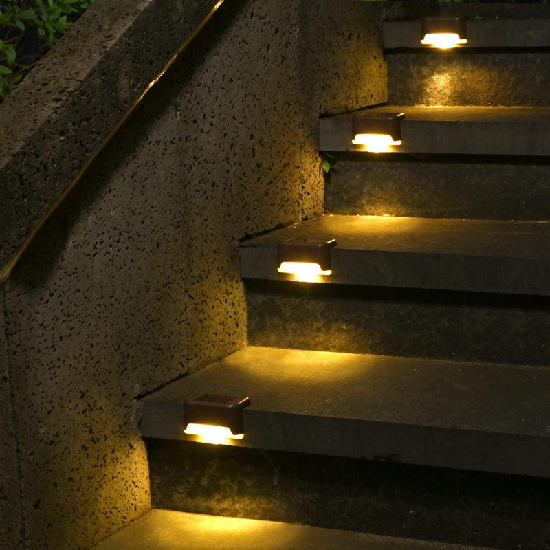 SOLPEX Solar Deck Lights 12 Pack, Waterproof Led Lights for Outdoor Stairs, Step, Fence, Yard, Patio, and Pathway(Warm White) Brown