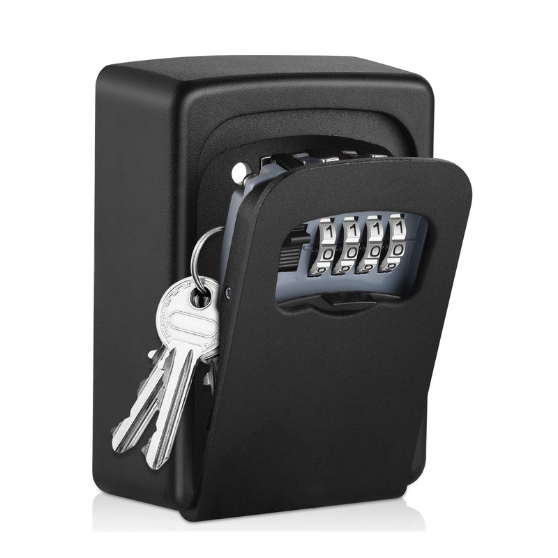 Key Lock Box Wall Mounted,4 Digit Combination Weatherproof Lockbox for Outside House,5 Keys Large Capacity Lockbox,Key Safe Security Storage Lock Box with Resettable Code for Indoor Outdoor Garage