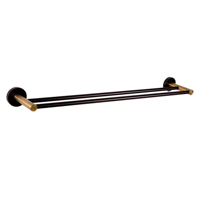 Design House Kelton Double Towel Bar, 24", Matte Black, Satin Gold Matte Black/Satin Gold 24 in. Wide Towel Bar - Double