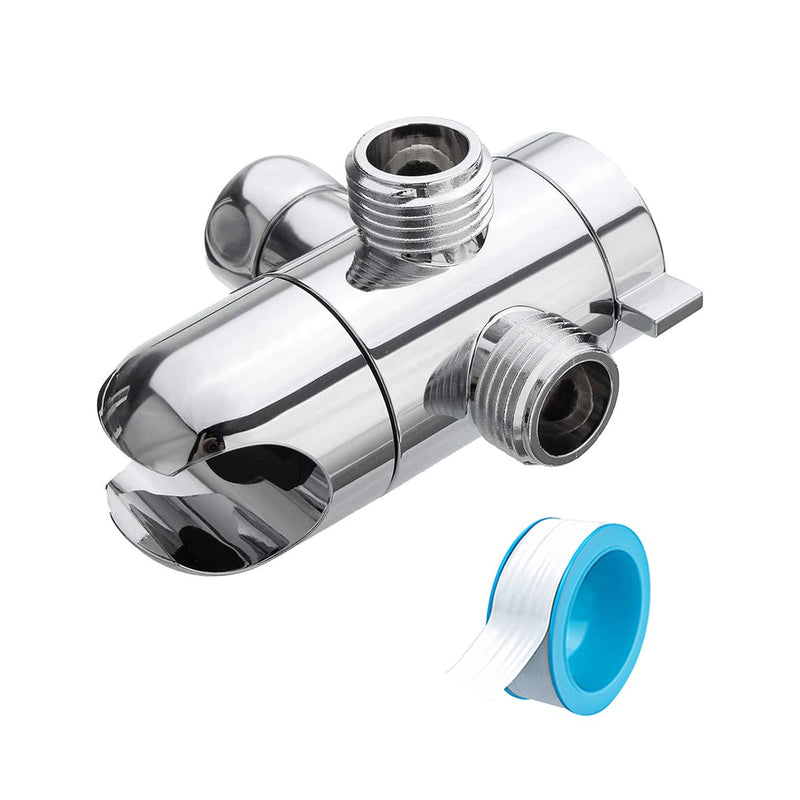 3-Way Diverter Valve 1/2 Inch Shower Arm Diverter with Handheld Showerhead Bracket, Shower Head Arm Mounted Diverter with Teflon Tape