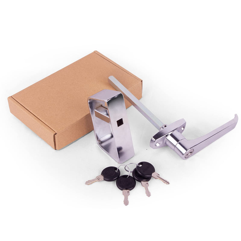 Shed Door Latch L-Handle Lock Kit with 4 Keys, BTEOBFY 4-1/2" Stem Storage Barn Shed Door Hardware Lock Set for Playhouses, Chicken Coops, Camper (Silver) 4.5 inch Silver