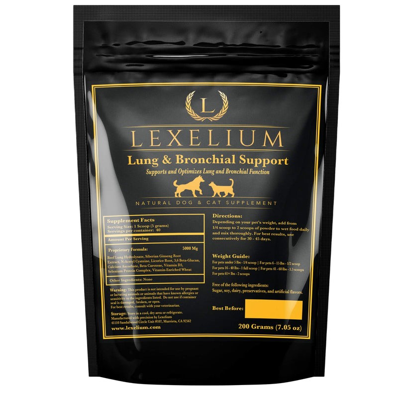 Lung & Bronchial Supplement for Dogs and Cats - Provides Breathing Support & Keeps Lung Healthy – Optimizes Lung Function & Breathing - Easy to Mix Powder - 200G - PawsPlanet Australia