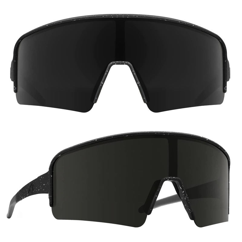 MAXJULI Polarized Sunglasses for Men Women, Windproof Outdoor Sports Cycling Running UV400 Protection Sun Glasses 8121 G2 Semi Rimless -Black With Spots/Gray Lens