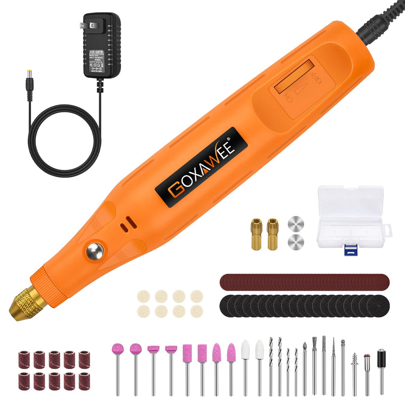 Corded Rotary Tool Kit for Crafts, GOXAWEE Mini Power Tool with Cord, 105pcs Accessories 18000rpm Multi-Purpose Small Grinder Drill Set for Sanding, Polishing, Drilling, Etching, Engraving, DIY Crafts Vibrant Orange