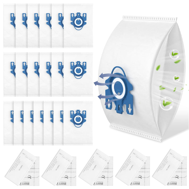 20 Pack 3D Airclean Bags Replacement for Miele GN Vacuum Cleaner Bags for Miele Classic C1 Complete C1 Complete C2 Complete C3 S227 S240 S270 S400 S2 S5 S8 Series GN Dust Bag-20 Pack