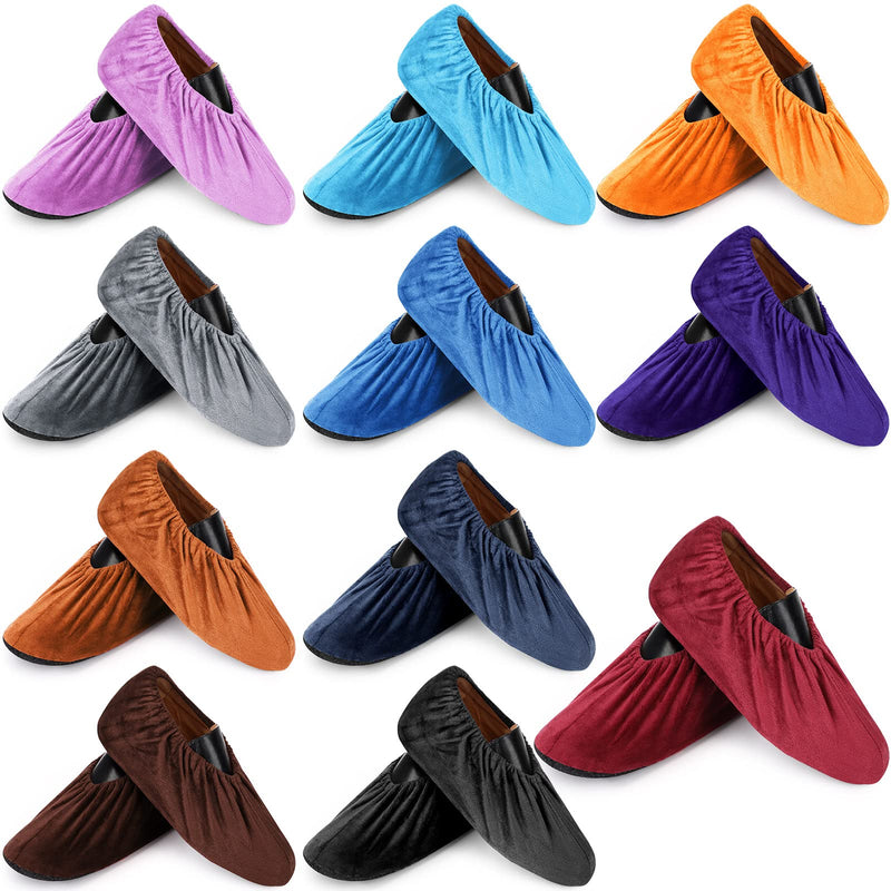 JaGely 11 Pairs Reusable Non Slip Cloth Shoe Covers Washable Thickened Boot Shoe Covers for Indoors and Households (Multicolor) Multicolor