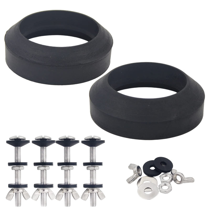 Universal Toilet Tank to Bowl Gasket Repair Kit, 2 Pcs Gasket and 4 Sets 5/16 * 3.15 inch Stainless Steel Heavy Duty Rustproof Bolt Hardware Kits,Fits 3-Inch 3.5-Inch Flush Valve Opening. 2Pcs 3 inch Gasket with 4 Sets Stainless Steel Bolt Kit