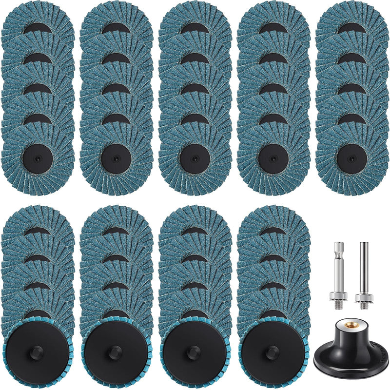 Chengu 48 Piece 2 Inch Die Grinder Flap Disc with Disc Pad Holder Flap Discs Surface Conditioning for Angle Grinder Sanding, Stock and Rust Removal, Finishing, Grinding, Deburring(80 Grit Style) 80 Grit Style