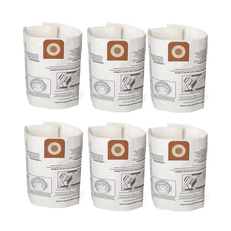 Pack 6 Vacuum Bags For Craftsman 16 to 20 gallon Shop Vac and Ridgid 16 Gal Shopvac Dust Collection Bags, CMXZVBE38749 Replacement Parts Accessories Kit 6 bags