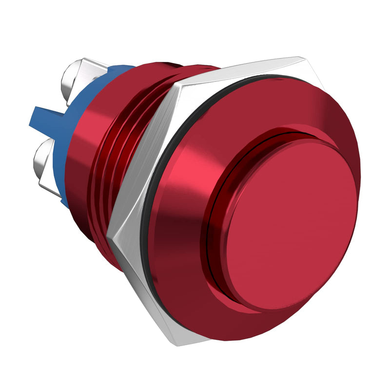 STARELO 16MM 5/8" Momentary Push Button Switch High Round 250V AC 5A 12V 36V DC 2A 1NO SPST Waterproof Aluminum Shell(Red). Red