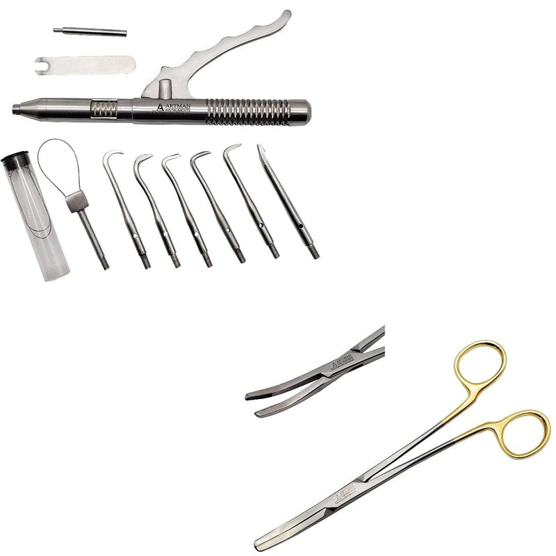 Bundle of Dental Automatic Crown Remover Bridge Remover with 10 Pieces and Artman Dental Crowns Gripper Temporary Crown and Bridge Remover Large Curved Forceps Dental Clamps