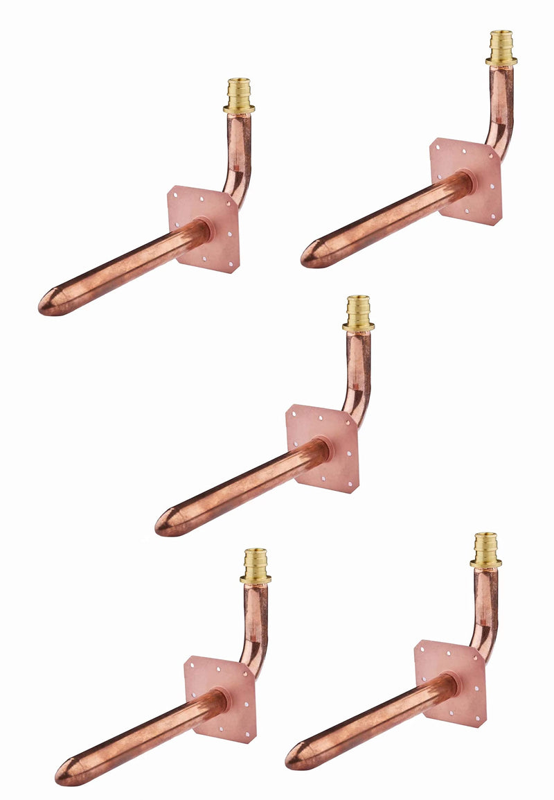 5Pcs EFIELD 1/2"PEX-A Copper Stub Out Elbow With Flange,8"L(STUB006-5)