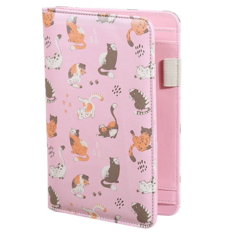 Server Book, Waitress Book, Server Books for Waitress/Waiter with Zipper Pocket Waitress Book Organizer Checkbook Cute Cat Cover 8x5 Inch Pink Cat