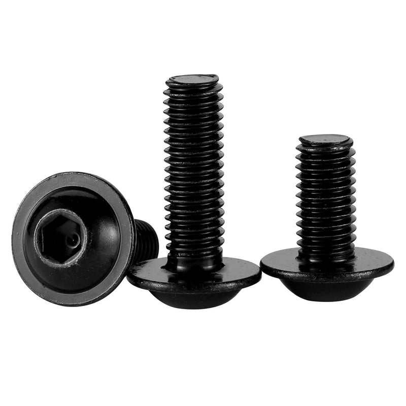 M5-0.8 x 16mm Flanged Button Head Socket Cap Screw Bolts, Allen Socket Drive, Black Oxide Stainless Steel 304, Quantity 50 M5-0.8 × 16mm