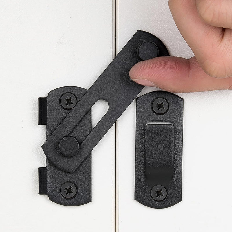 4 Packs Barn Door Latches，2.75” x 2.02” Matte Black Stainless Steel barn gate flip Door Latch Bi-fold Door Lock,Sliding Door Gate Latches Antique Lock Wine Cabinet Closet Door Latches Small_Matte Black 4