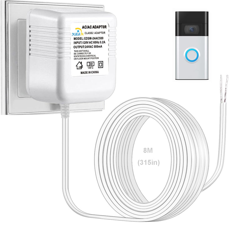 24V Doorbell Transformer Adapter Compatible with Nest Honeywell Ecobee Sensis All Versions of Ring Video Doorbells Thermostats Power Supply Adapter (26FT White, 12.0, Watts) 26FT white 12.0 Watts