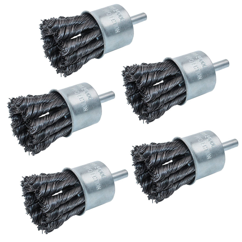HOYIN Wire End Brush, Twist Knotted, Alloy Carbon Steel, 0.020in-by-1 1/8in (5) 5