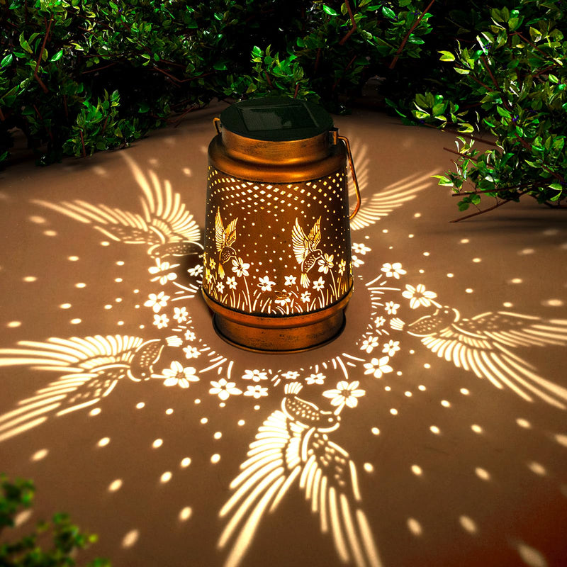 Hummingbird Solar Lantern Outdoor Hanging, Metal Bird Decor Waterproof LED Decorative Light for Garden Patio Yard Lawn Backyard Front Porch, Christmas Thanksgiving Birthday Gifts for Women Mom Grandma 1 Hummingbird