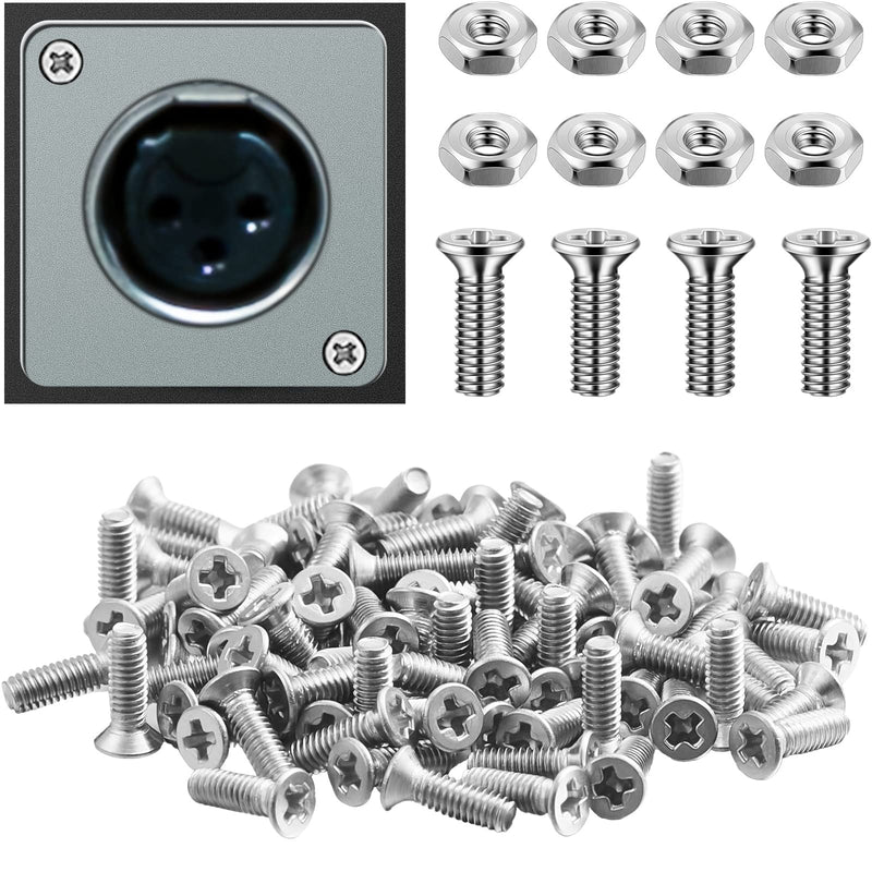 50 Pieces D Series Panel Screws and Nut Kit Panel Mount Connector M2.5 x 8 mm Screw Stainless Steel Metal Screws Audio Server Rack Mounts for Attaching D Series Connectors to Panels