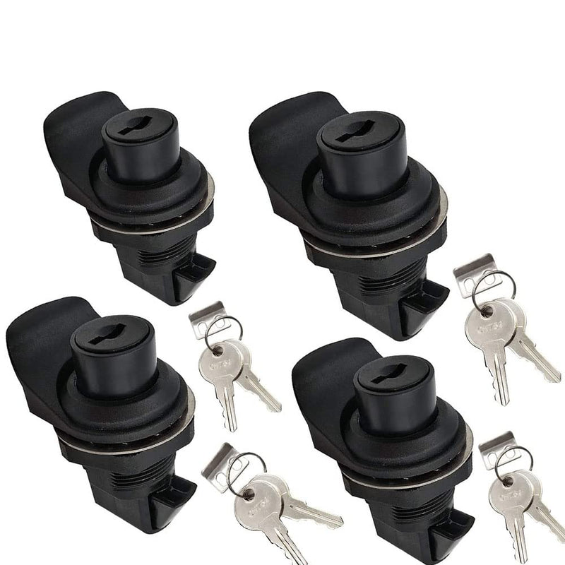 4Pcs Push Button Latch Series Plastic & Metal to Close Latch with Locking for Marine Boat Tool Box Latch, Glove Box Latch Hinges 4