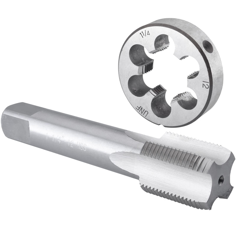 Burkit 1 1/4"-12 UNF Tap and Die Set, 1-1/4 x 12 UNF Machine Thread Tap and Round Die Right Hand