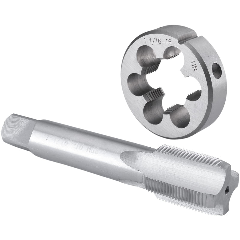 Burkit 1 1/16"-16 UN Tap and Die Set, 1-1/16 x 16 UN Machine Thread Tap and Round Die Right Hand 1-1/16-16