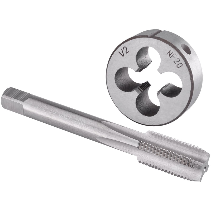 Burkit 1/2"-20 UNF Tap and Die Set, 1/2 x 20 UNF Machine Thread Tap and Round Die Right Hand 1/2-20 UNF