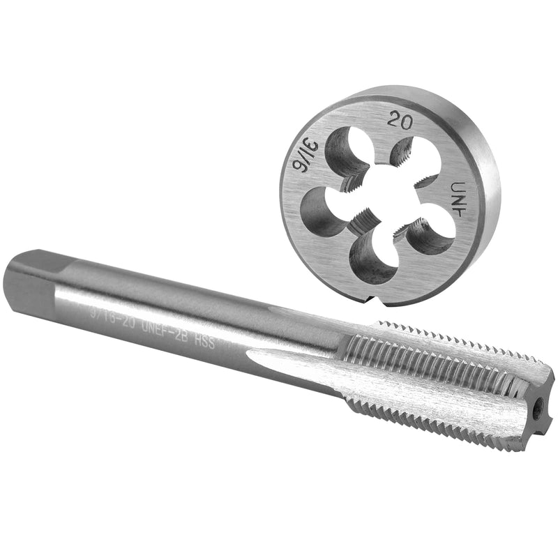 Burkit 9/16"-20 UN Tap and Die Set, 9/16 x 20 UN Machine Thread Tap and Round Die Right Hand 9/16-20 UN