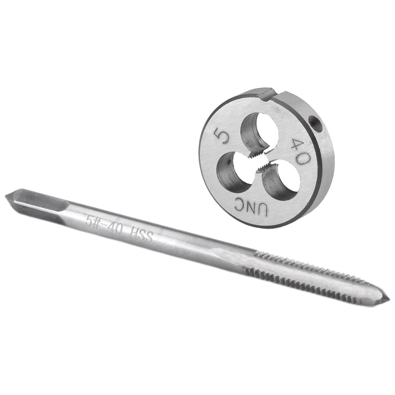 Burkit No 5-40 UNC Tap and Die Set, 5 x 40 UNC Machine Thread Tap and Round Die Right Hand