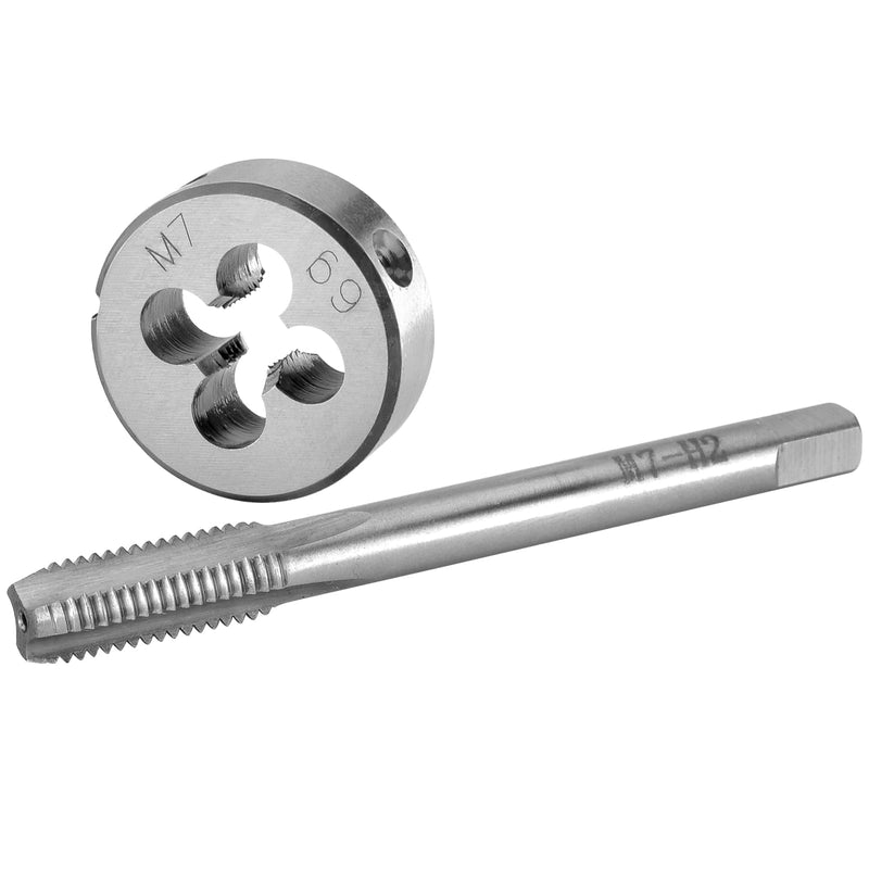 Burkit M7 X 1 Tap and Die Set, M7 x 1.0 Machine Thread Tap and Round Die Right Hand M7x1