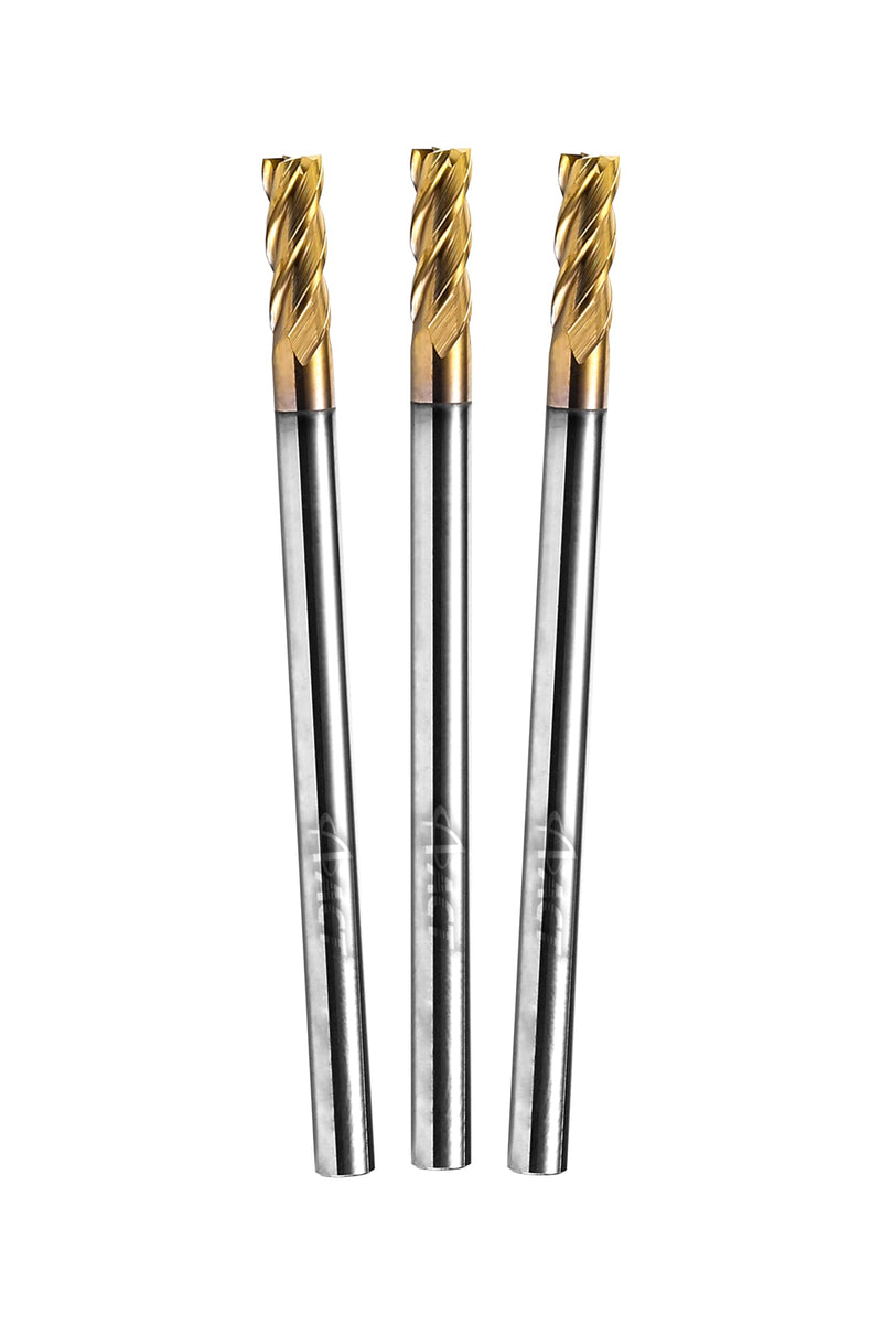 ACCUCUT A4KES 3mm Carbide Square End Mill- 4 Flute Milling Bit for Steel, Die or Hardened Steel, Cast Iron, Copper, Alloys & Materials 50 < HRC < 60 - TiSiN Coating CNC Router Bit, 35 Degree Helix 3