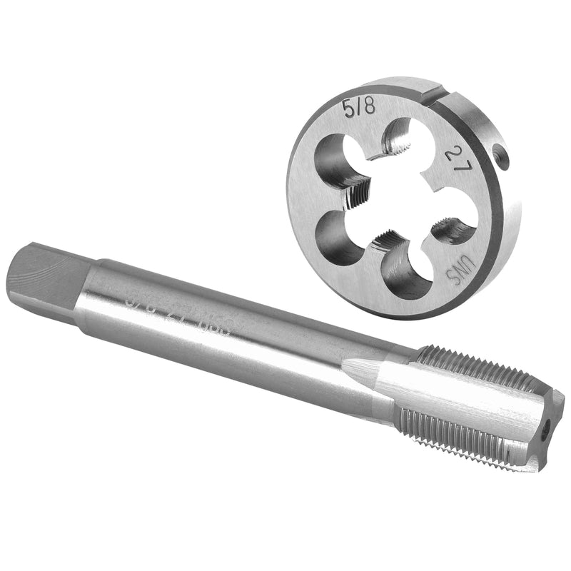 Burkit 5/8"-27 UNS Tap and Die Set Right Hand, 5/8 x 27 UNS Machine Thread Tap and Round Die