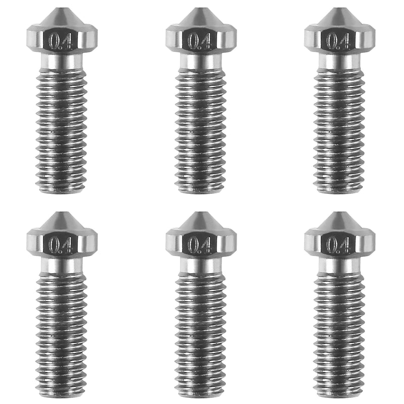 6PCS Volcano Nozzles 0.4mm Hardened Steel Nozzle Extruder Printed Head High Temperature Nozzle for V6 Hotend 3D Printer 1.75mm filaments 6pcs 0.4mm hardened steel nozzle