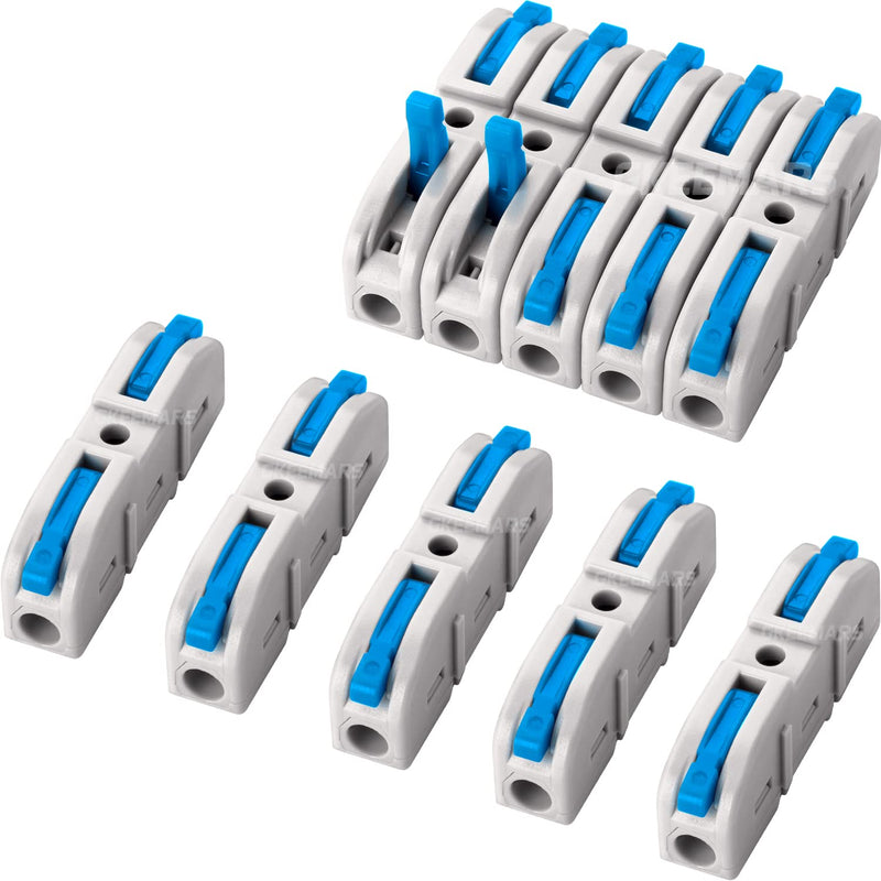 GKEEMARS 50 Pcs Wire Connector, 1 Conductor Compact Wire Splicing Connectors for Circuit Inline 24-12 AWG (Blue)