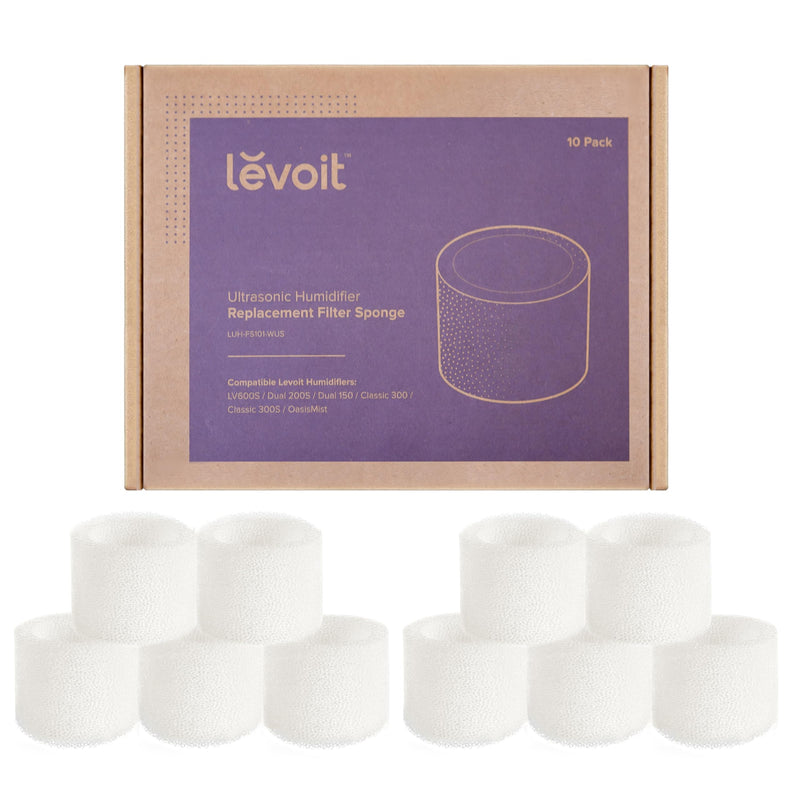 LEVOIT 10-Pack Top Fill Humidifier Replacement Filters, Capture Particles to Improve Humidification Efficiency, for Classic160, Dual150, Dual200S, Classic300(S), LV600S, OasisMist450S, Superior6000S White 18x24