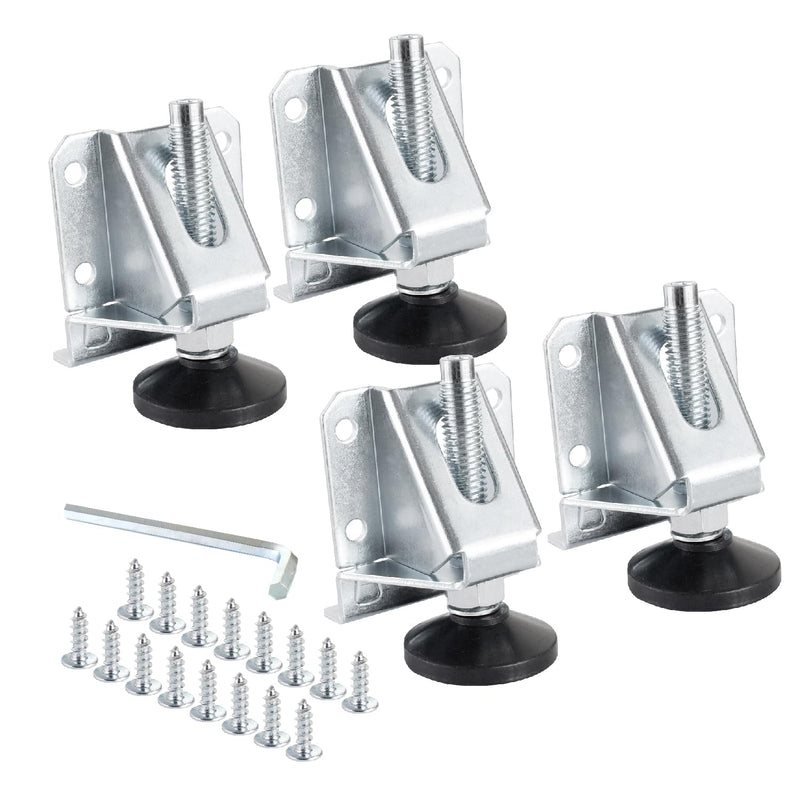 POWERTEC Furniture Leg Levelers 4PK, Adjustable Heavy Duty Leveling Feet with Screws, Lock Nuts and Non-Marring Pads, for Cabinets/Tables/Work Bench/Shelves (71136V) Leg Levelers, Set of 4