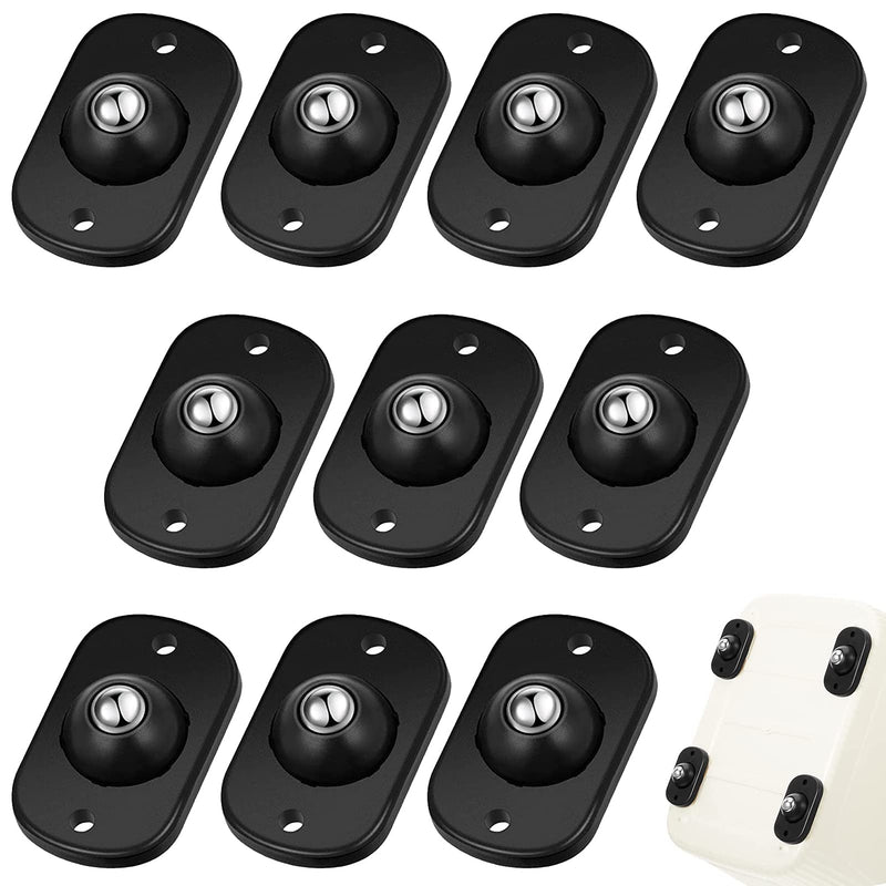 Self Adhesive Caster Wheels, Appliance Rollers for Kitchen Appliances, 360° Swivel Mini Universal Wheel Roller Casters, Sticky Pulley for Trash Can, Storage Box (Black - 10 PCS)