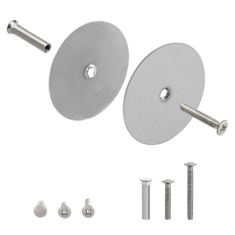 1 Pack Door Hole Cover Plate Brushed Satin Nickel Deadbolt Cover Plate 2 5/8" Diameter Round Door Knob Hole Filler Plate, 1" and 1.5" Screws, Reinforcer Locks and Doors for Home Security