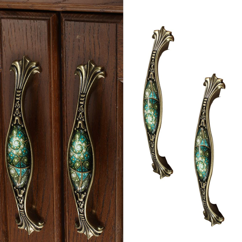 5" Zinc Alloy Cabinet Pulls Furniture Knobs Starry Pattern Cupboard Handle Drawer Pulls Solid Metal Kitchen Hardware Handles for Cabinet Drawer Wardrobe (2pcs/Set) 5 Inch