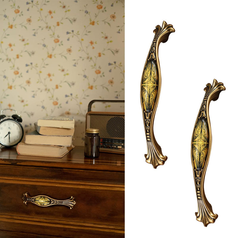 5" Zinc Alloy Cabinet Pulls Furniture Knobs Sunset Pattern Cupboard Handle Drawer Pulls Solid Metal Kitchen Hardware Handles for Cabinet Drawer Wardrobe (2pcs/Set) 5 Inch