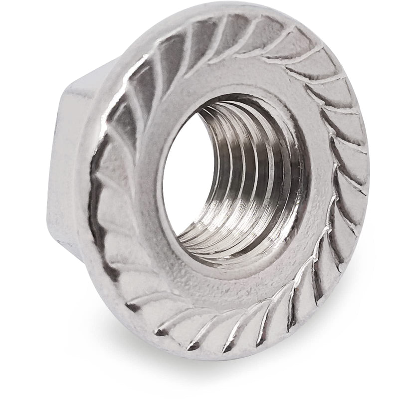 M12 x 1.5mm Fine Thread 304 Stainless Steel Serrated Flange Hex Lock Nuts,Non-Slip Lock Flange Nuts(10pcs) M12 x 1.5mm